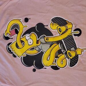 Bart Simpson Skateboard Graffiti Pastel Pink Tee Shirt